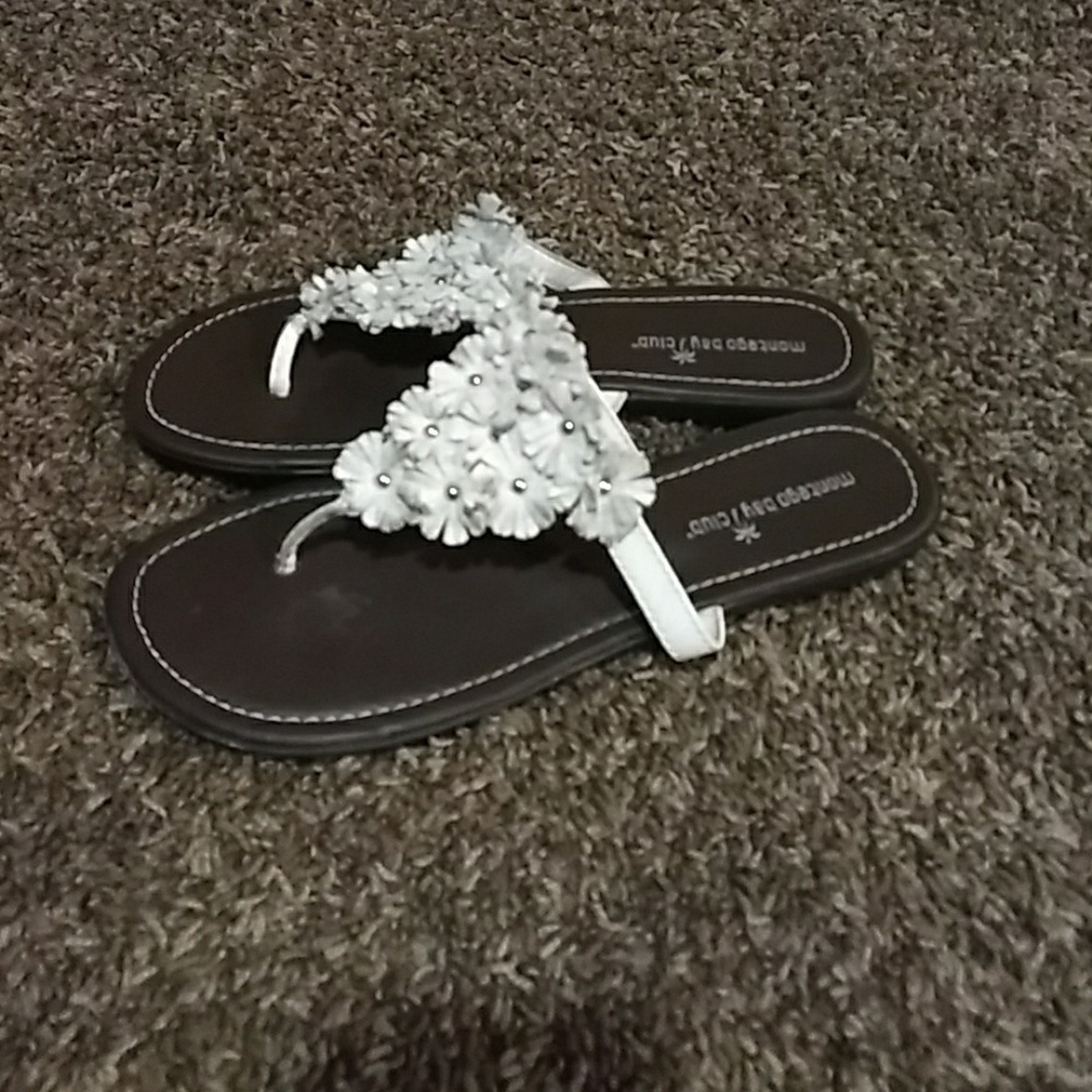 White Flowered, Flip-flop, Sandals